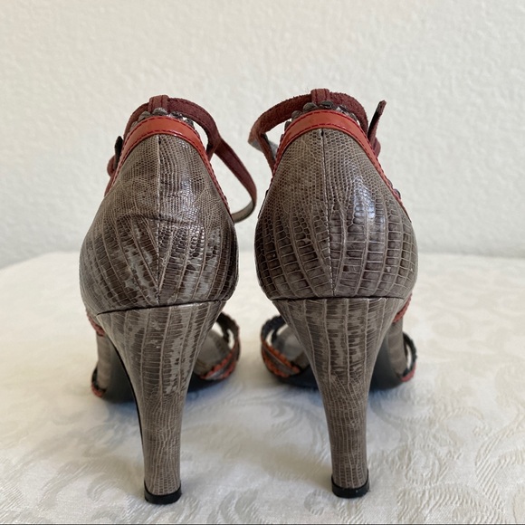 prada lizard scalloped trim cisscross sandals - Picture 4 of 11